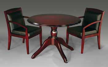 THE ROUND TABLES FEATURE A QUEEN ANNE BASE WITH CONTOURED SURFACE EDGE PROFILE AND WALNUT INLAY.