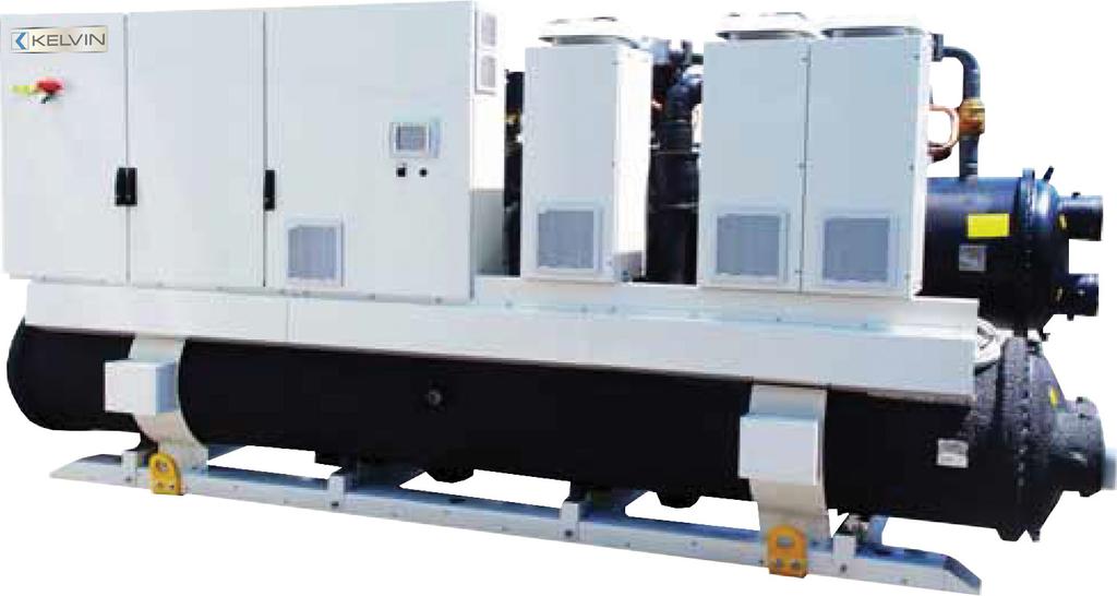 KELVIN CLIM W280 : Water cooled liquid chillers in A class energy efficiency for indoor installation, equipped with oil-free centrifugal compressors with magnetic levitation bearings, flooded