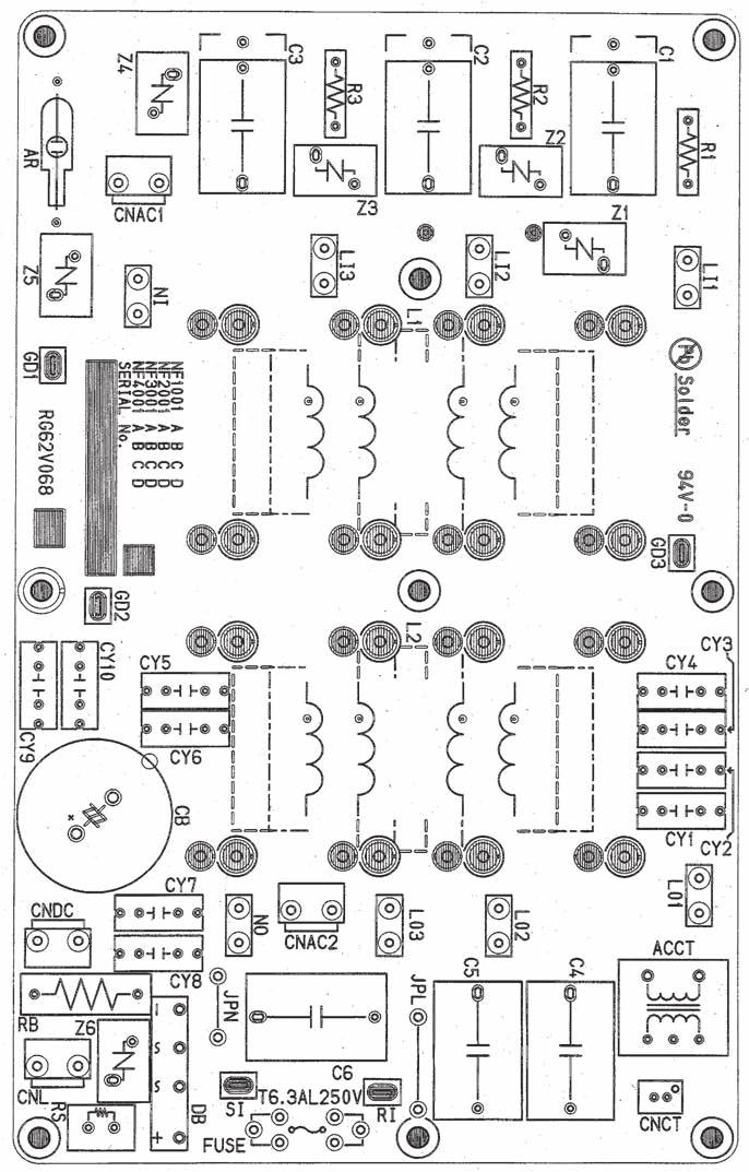 Outdoor noise filter circuit board PUHZ-P00YHA PUHZ-P50YHA PUHZ-P00YHA3 PUHZ-P50YHA3 LI, LI, LI3, NI POWER SUPPLY LI-LI/LI-LI3/LI3-LI : AC380/400/45V input LI-NI/LI-NI/LI3-NI : AC0/30/40V input