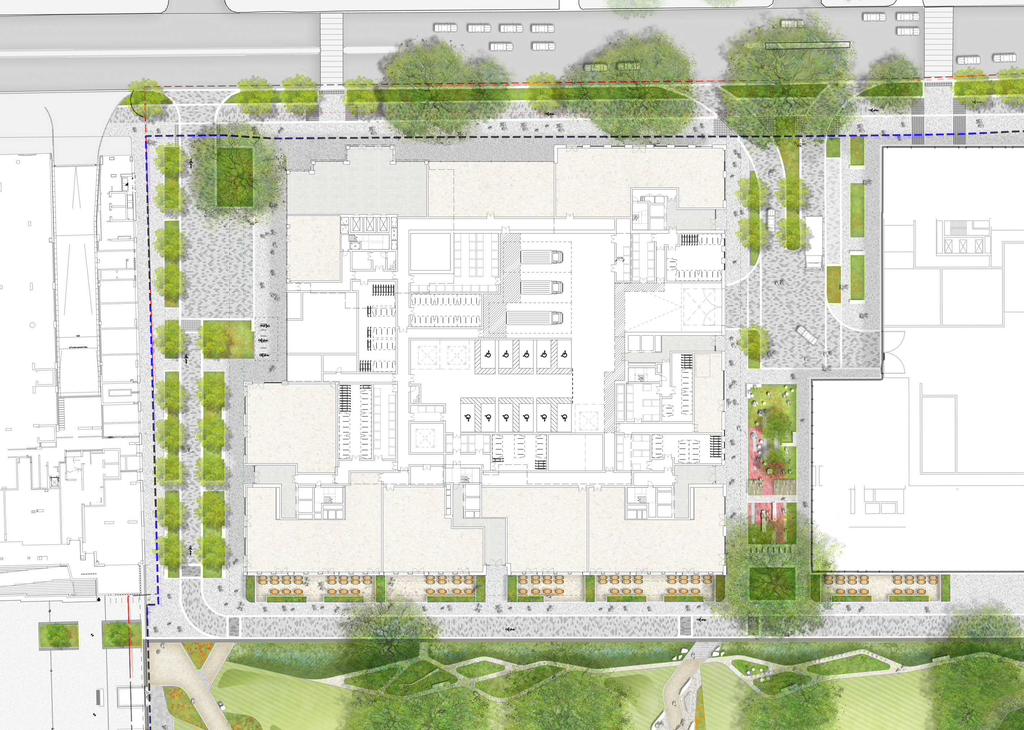 MP H4 Park Central (North) Site plan Ground floor uses respond to the character of the surrounding public realm with restaurants and cafés fronting on the Park, large format retail on, and
