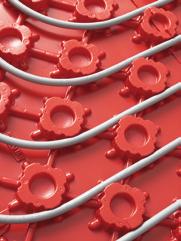 Solid Floor System Underfloor heating for solid screeded floors The Polypipe Solid Floor System features our famous red, lightweight floor panels that are laid to hold the pipe in place.