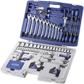 MULTI-TOOL SETS MULTI-TOOL SET - 124 PIECES - 1/4" 6-point sockets: 4-4.5-5-5.5-6-7-8-9-10-11-12-13-14 mm. - 2 locking parking meter ratchets: 1/4" and 1/2".