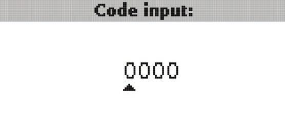 7 User code In the User code menu, a user code can be entered. Each number of the 4-digit code must be individually adjusted and confi rmed.
