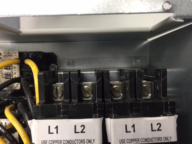 Site Line Voltage Connection: Routing new line voltage wires from circuit breaker panel to heater kit main power lugs: 1.