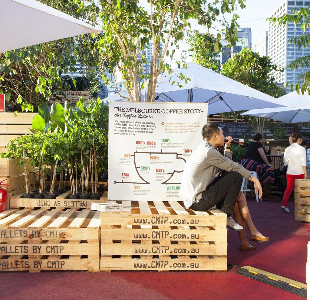 Designed for the 2013 Melbourne Food and Wine Festival, the Urban Coffee Farm and Brew Bar by HASSELL attempts to play on