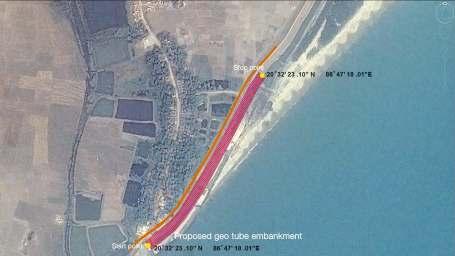 Sea Wall Embankment at Pentha, Odisha Geotextile tube sea embankment As a permanent solution to the protect the existing embankment, the habitation of Pentha and adjoining villages and immediate