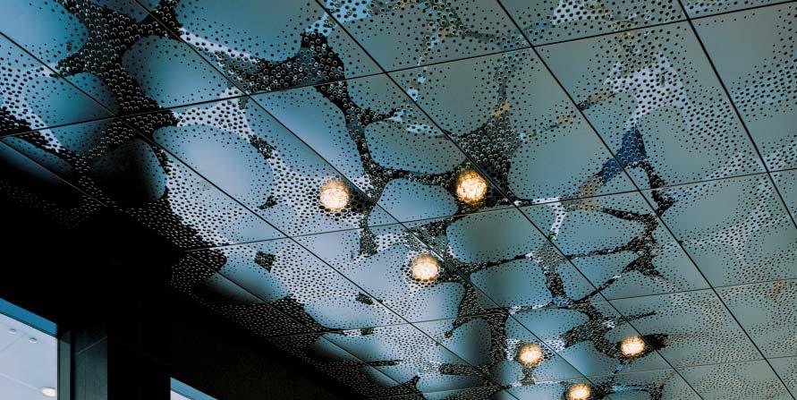 The effect of the ceiling is increased by the back-lighting of the perforation.