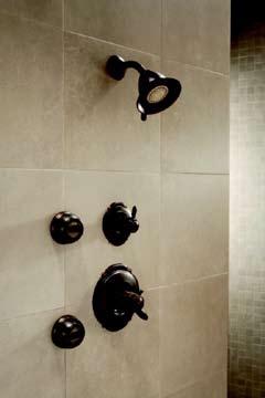 Thermostatic Shower Faucet T17T255-PT (shown in Aged Pewter) 6 Function Diverter Valve T11655-RB (shown