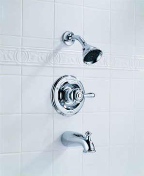 T14478-LHP H778 (shown in Chrome standard finish) Easy to clean, Touch-Clean shower head with full spray