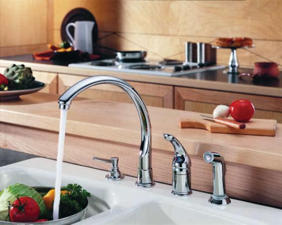 Upgrade Pullout Kitchen Faucet High-arc spout provides 9 of reach, 8 of height, swings 120 o for added convenience.
