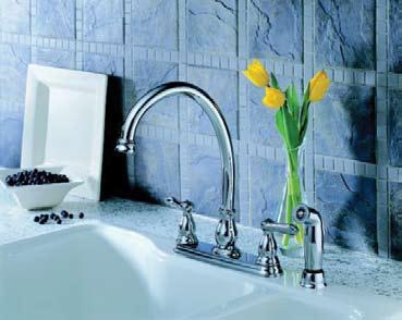 2457 Lavatory Faucet 5 3/16 long, 7 3/8 high-arc spout swings 360 degrees for added convenience.