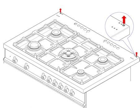 BACKGUARD INSTALLATION INSTRUCTION 1) Remove n 2 screws fixing worktop as shown in fig.