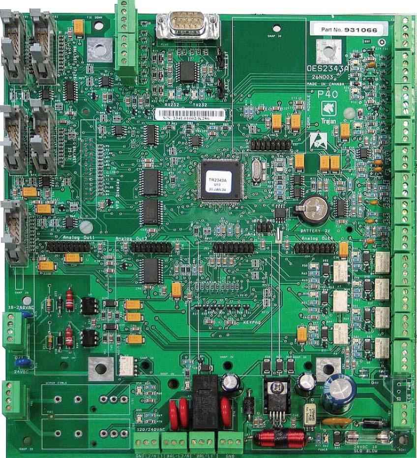 Troubleshooting Figure 36 Microprocessor Communication Control Board (CCB) 1 RS232 communication port 10 24 VDC board input power 2 SCADA communication modbus module location 11 Fuse - slow blow 1 A