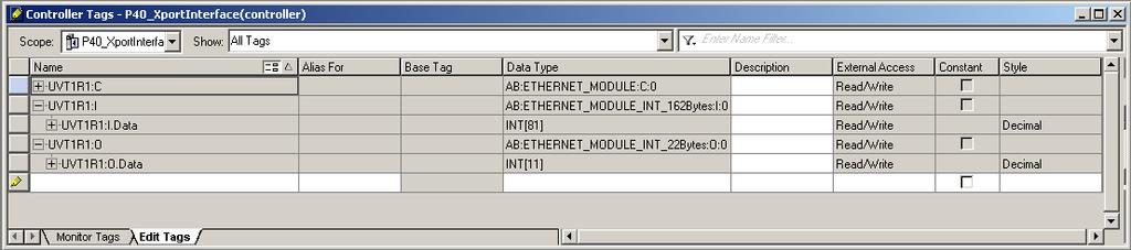 B.4 Using the XPort P40 Gateway Data in an RSLogix 5000 Program Procedure: 1.