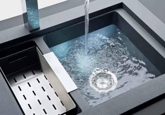 It has many design benefits, not least its deeply recessed drainer that helps