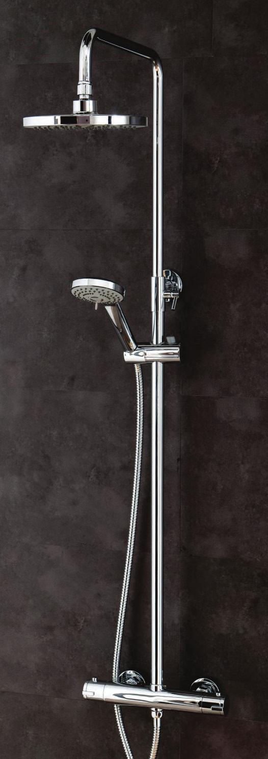 00 Shower Column with Fixed Shower Head 200 x 200 mm and Hand Shower with Exposed Thermostatic Shower Mixer Min.