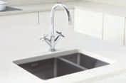 Fitted to the sink itself. However, individual bowls may require the tap to be mounted into the worktop. How are the taps installed?