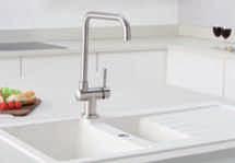 granite sinks Encino 150 Inset with drainer ENC150 W 1000mm 3 Geotech colours available Reversible 2 Semi-punched tap holes 2 90mm waste outlets for basket strainer wastes Suitable for a waste