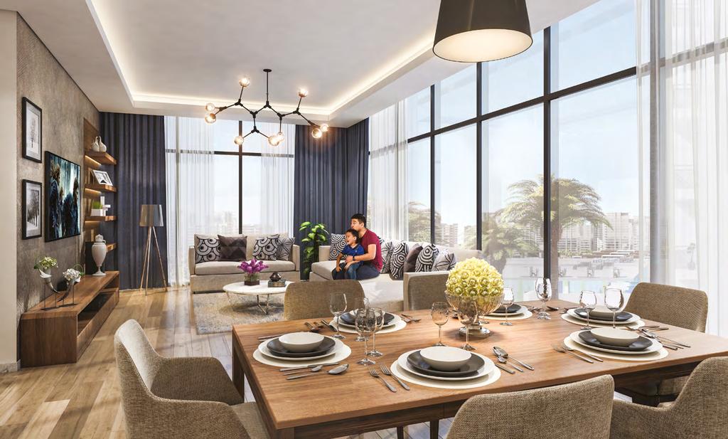 Spacious living areas for the whole family Create a beautiful, relaxing living area with the quality living room designs from Azizi Development.