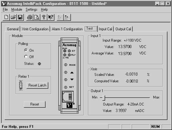 Software Diagnostics The configuration software also shows you the current status of your IntelliPack module.