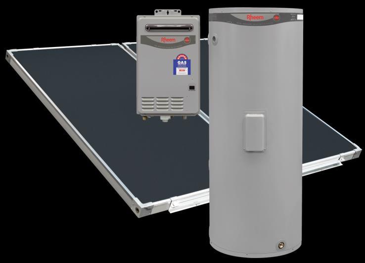 Solar Hot Water Loline 325L Gas or Electric Boosted Visual Appeal split systems only require slimline collectors to be mounted on the roof and feature a ground mounted tank.