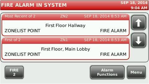 System Alarm Screen identifies active alarms with custom labels