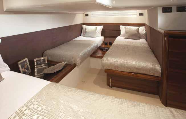 Below deck there are two cabins offering five berths as standard.