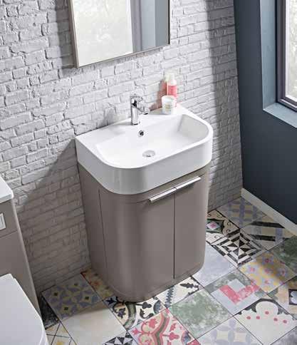 The curved handle design complements the basin unit shape and lends a contemporary twist.