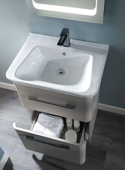 Pleasingly flared, the basin is available in 600mm and 800mm widths to correspond with your choice of