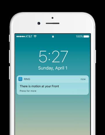 Motion Detection Notifications If your phone is locked when the camera captures a live event, you receive a notification on