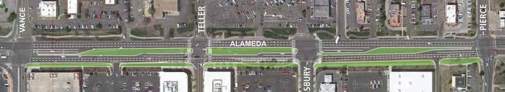 However, vehicular turning volumes northbound and southbound from Alameda Avenue at Teller Street can make crossings uncomfortable.