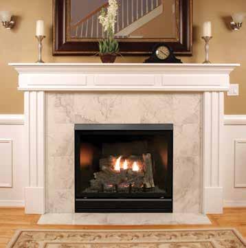 still allows you to operate the optional blower. Deluxe Direct-Vent Fireplace with Black Arch Louvers and Outer Frame in a Cherry Standard Mantel.