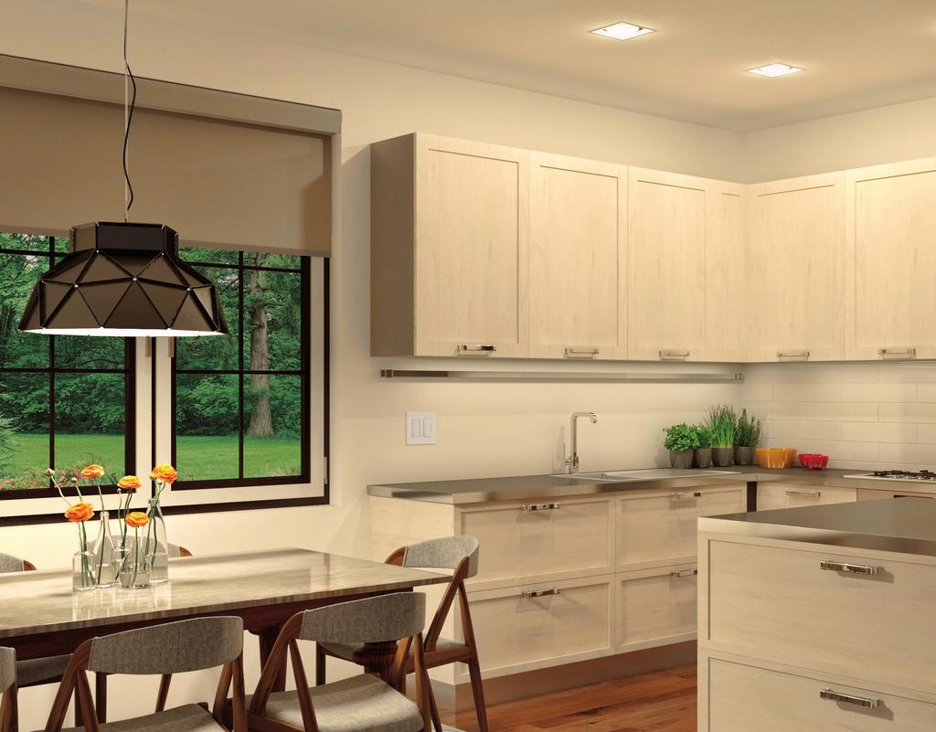 Pico scene keypad Maestro dimmer Ceiling lights Island lights Pendant Shades Bright 100% 100% 100% Open Cooking 100% 100% 50% 75% Open Dining 20% 65% 50% Half Open Off Off Off Closed Transform a room