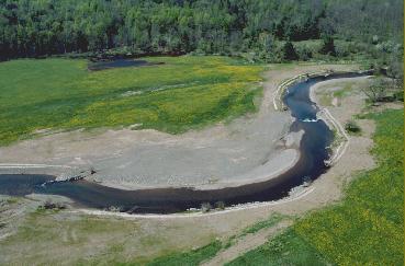 This stream channel was reconstructed with meanders to establish a pattern that is in dynamic equilibrium (courtesy of Greene County Soil and Water Conservation District).