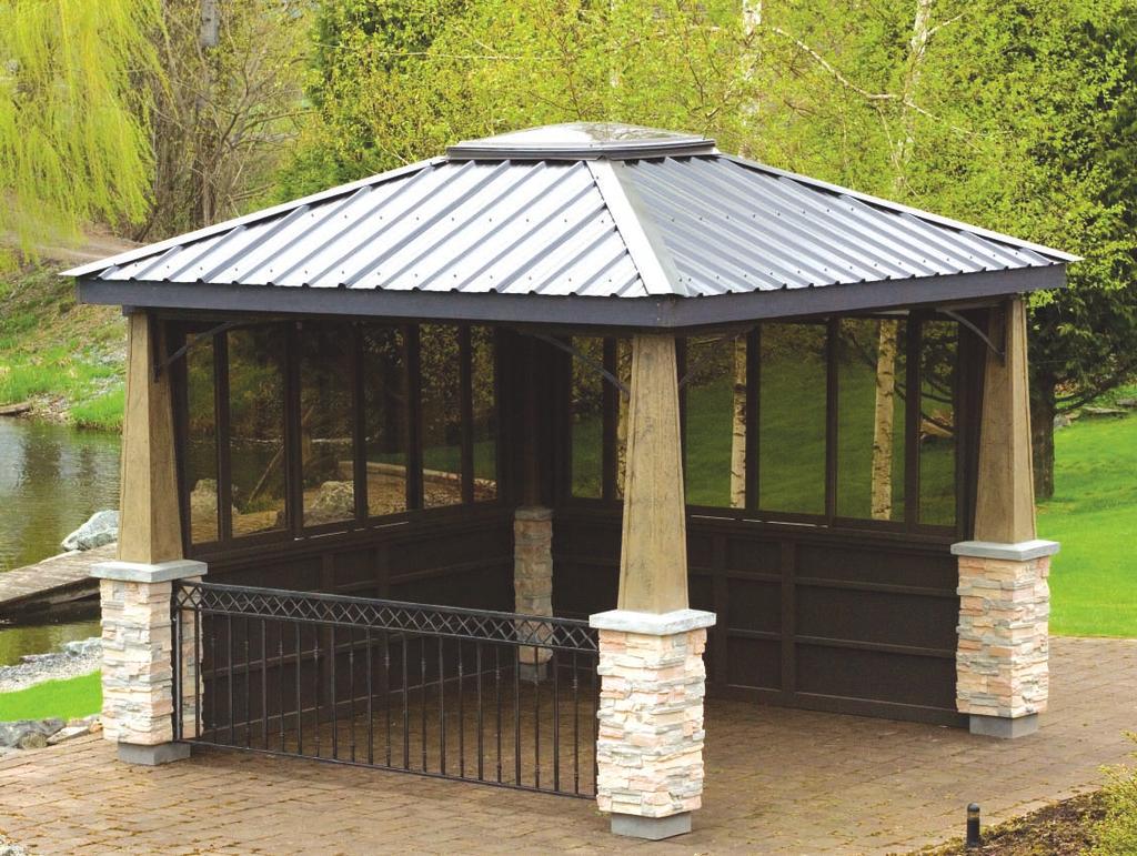 VISTA PAVILION SERIES The Vista Pavilion Rock Post 10' x 10' Partially Enclosed What a great way to add investment to your property with the partially enclosed pavilion.