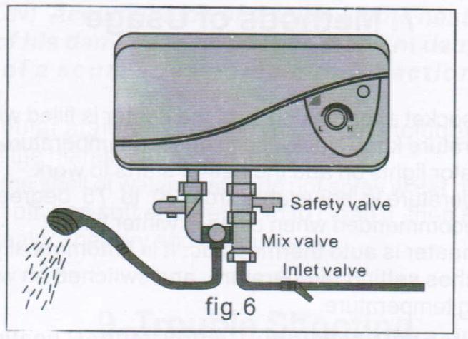 - Screw the pressure relief safety valve onto the inlet, with the arrow on the valve pointing upward toward the water heater. Do not remove the small screw on the pressure relief valve.