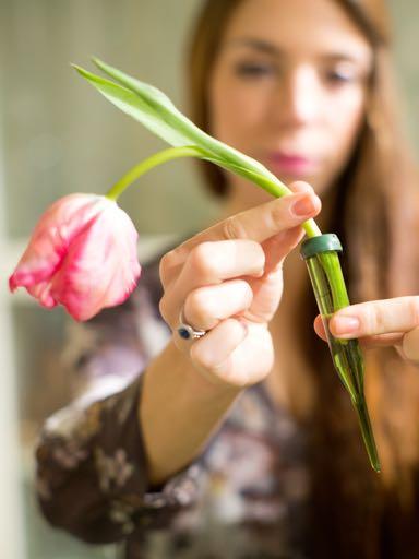Because tulips can be difficult to insert into floral