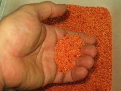 granules are sprayed by