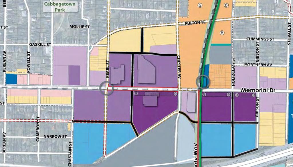 To provide a variety of uses within close proximity to transit, medium density mixeduse and medium density residential uses are proposed adjacent to the station.