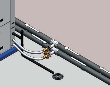 Top flow vertical units should be mounted level on a vibration absorbing pad slightly larger than the base to provide isolation between the unit and the floor.