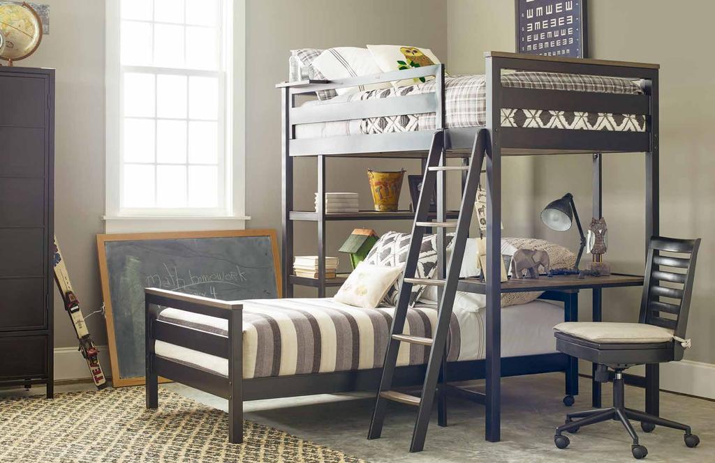 METAL LOFT BUNK BED (as shown with Twin Metal Bed underneath and ladder) 5322630 / 81w x 81d x 71h LOWER TWIN METAL BED 5322631 / 42w x 81d x 25h