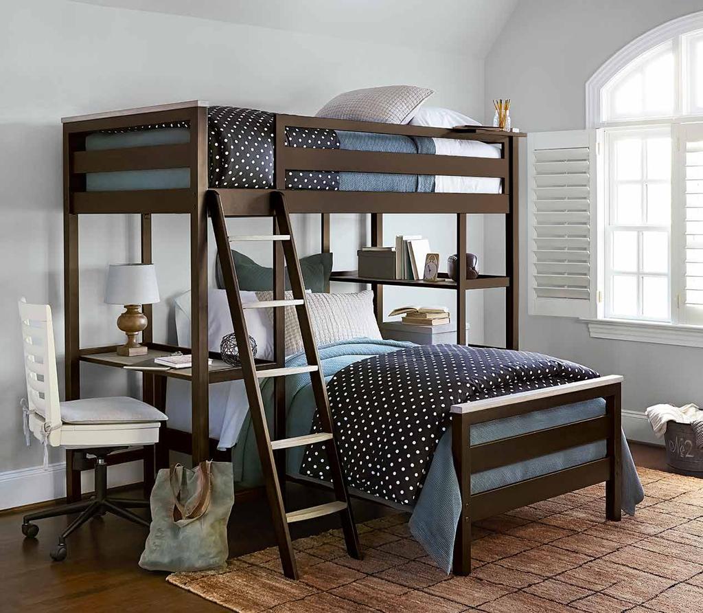 METAL LOFT BUNK BED (as shown with Twin Metal Bed underneath and ladder) 5321630 / 81w x 81d x 71h LOWER TWIN METAL