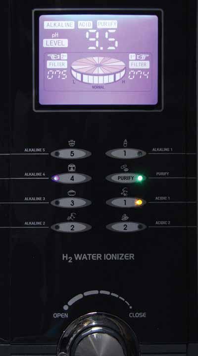 Control Panel Acidic Water Indicator Illuminates when acidic water is selected. Filtered Water Indicator Illuminates when filtered water is selected.