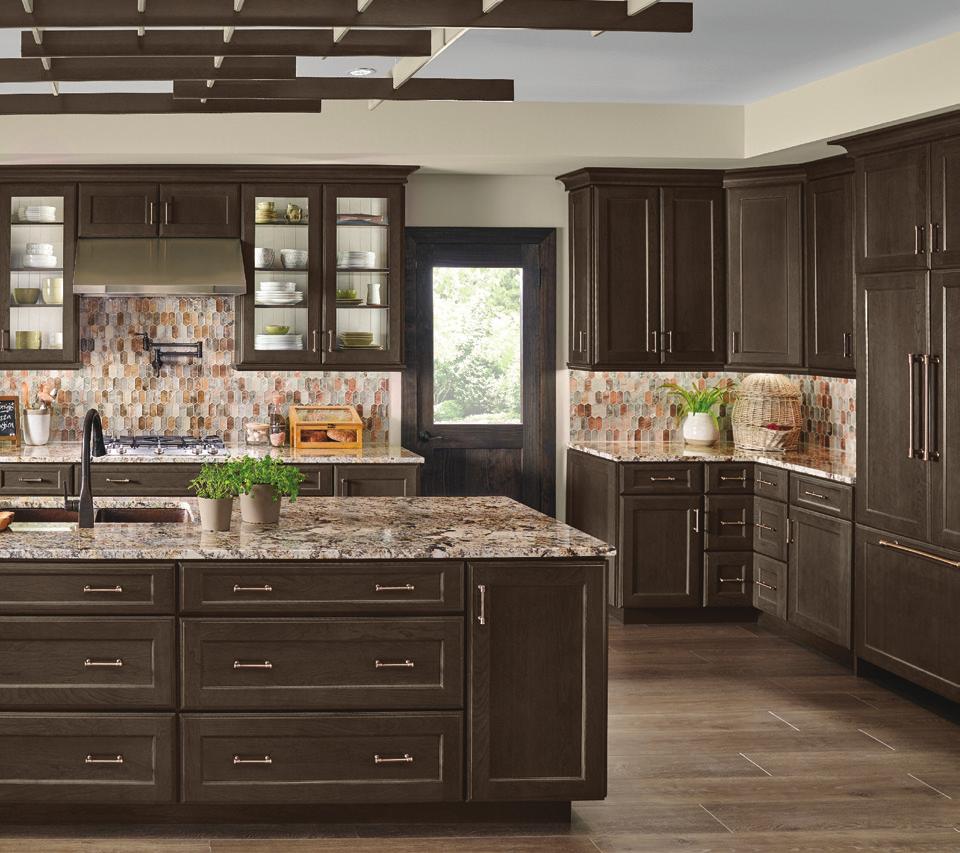 Shaker-inspired Cherry cabinets in Cannon Grey are sophisticated and