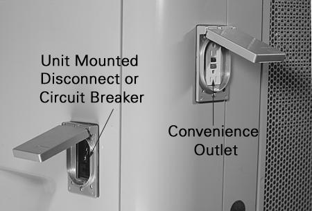 Features and Benefits Circuit Breaker (Required with Through- the-base Electrical) Hinged Access Doors This option is a factory installed thermal magnetic, molded case, HACR Circuit Breaker
