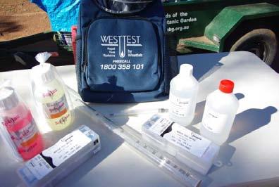 Water Testing The proceeds of the last Bunnings Sausage Sizzle fundraiser we allocated towards the purchase of our own water testing kit. Thanks to Janet Dyke for ordering the kit.