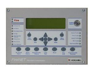 Same controls as the FireNET fire panel (Reset, Panel Sounder Silence, Lamp Test, Alarm Silence, Re-sound Alarm, Fire Drill, Programmable Function, More Events, More Fire Events, Enter & Exit) Up to