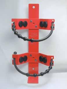 UNIVERSAL VEHICLE CHEMICAL EXTINGUISHER BRACKETS Universal brackets have a heavy-duty steel back with weather and scratch-resistant polyurethane enamel paint finish.