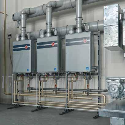 CONTROL YOUR TANKLESS SYSTEM Rheem s new line of commercial tankless solutions includes four options with a factory-installed manifold control translator for connecting up to 0 units in daisy-chain