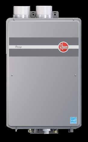 Rheem Prestige Series High Efficiency Tankless Gas Heating Solutions MAXIMUM WATER AND ENERGY SAVINGS, PLUS KEEPS INSTALL COSTS TO A MINIMUM Available in both indoor and outdoor models, Rheem Ultra